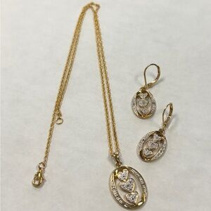 Danbury Mint Gold Plated Heart Necklace & Earrings Set